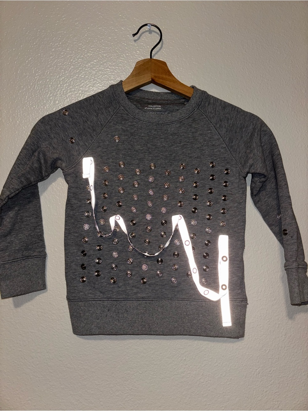 Rare Whitney Museum NYC Reflective Snap Stud Sweatshirt Avant Garde Gray size 4T
